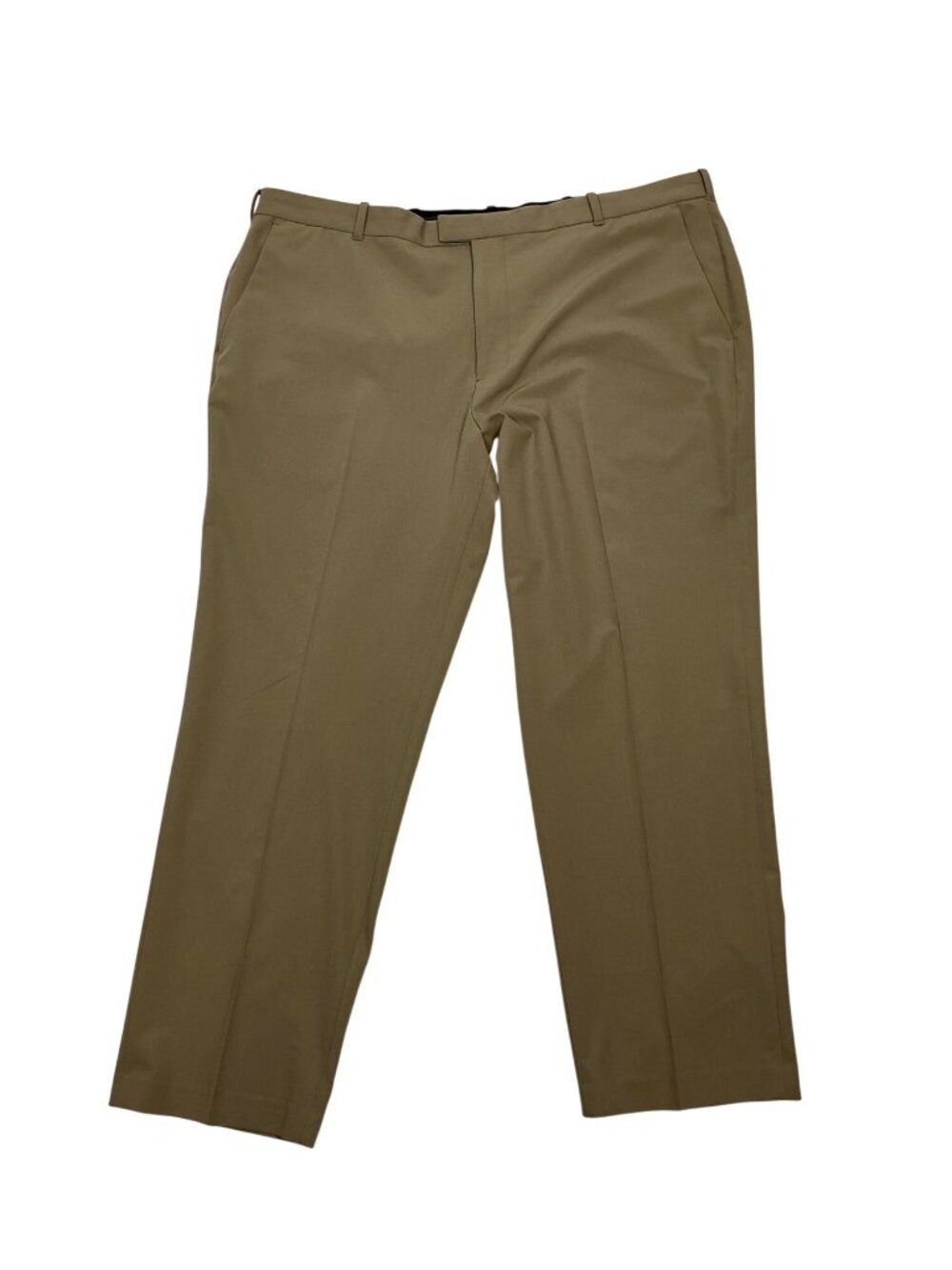 Men’s Beige Straight-Fit Dress Pants | Pressed Crease | Size 42